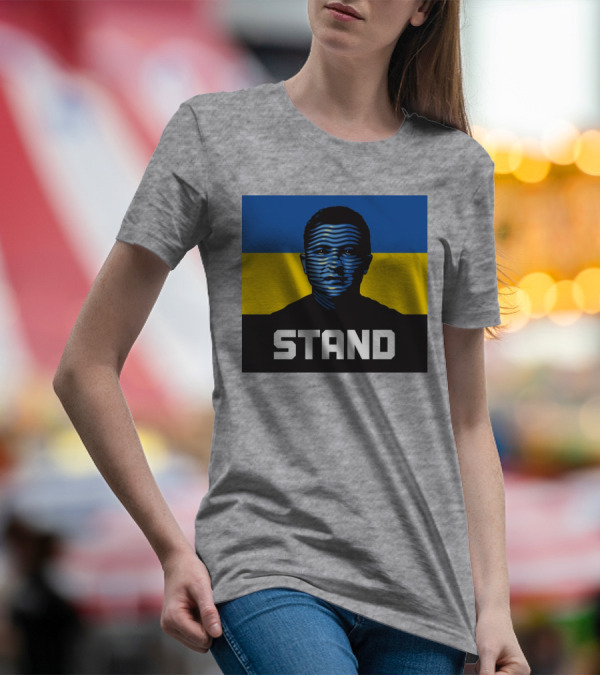 Morneaults Stand Ukraine Flag Face Lines T-Shirt