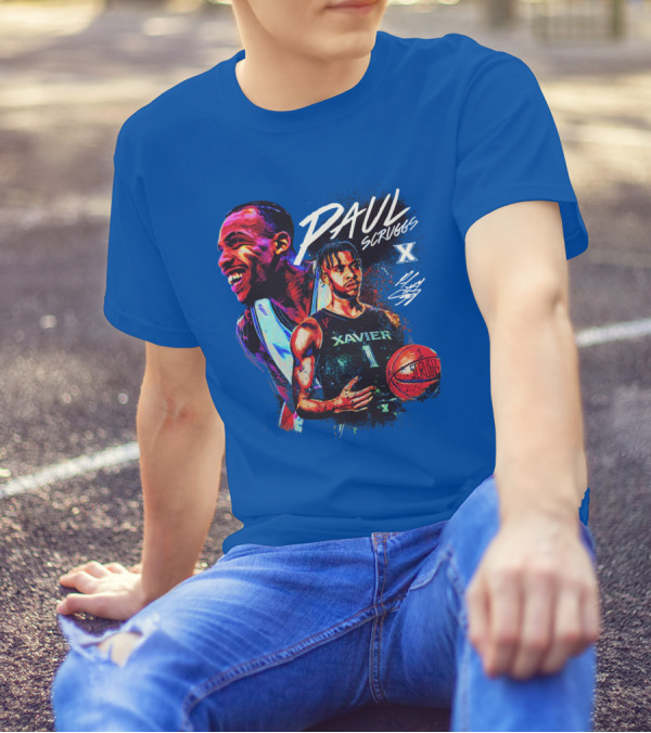 Paul Scruggs Xavier Basketball Number 1 Player Autograph Edition T-Shirt