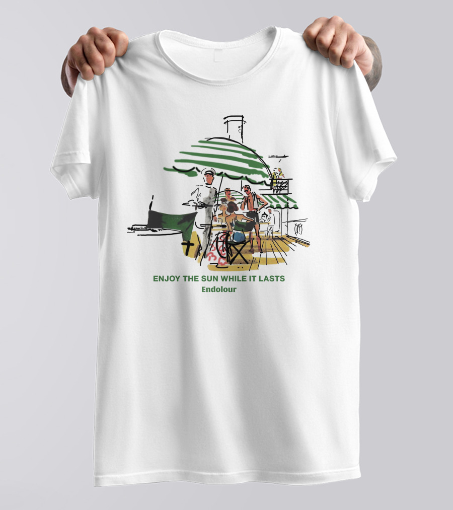 ENJOY THE SUN WHILE IT LASTS Endolour Deck Gathering Scene T-Shirt
