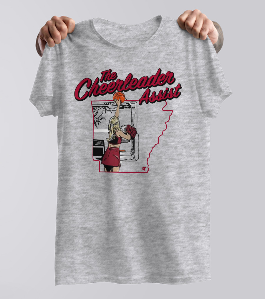 The Cheerleader Assist Arkansas Basketball Rim Scene T-Shirt
