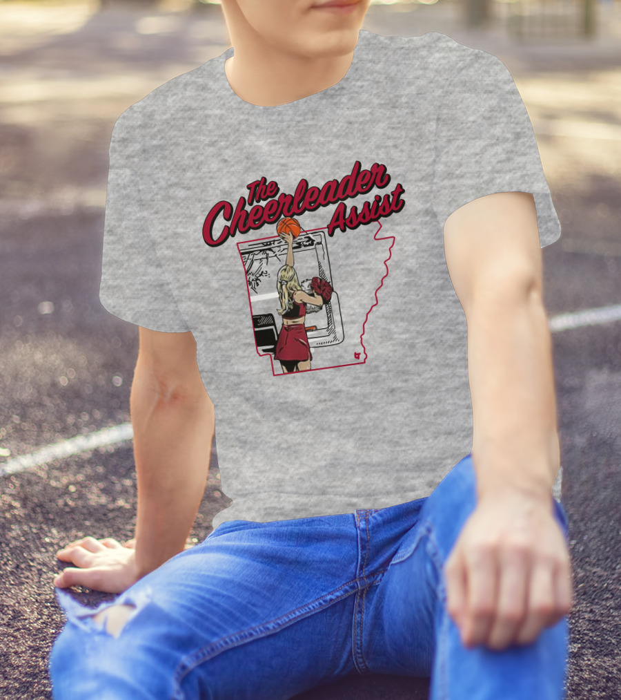 The Cheerleader Assist Arkansas Basketball Rim Scene T-Shirt