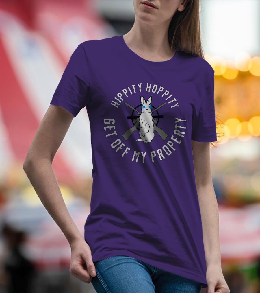 Hippity Hoppity Get Off My Property Rabbit With Crossed Rifles T-Shirt