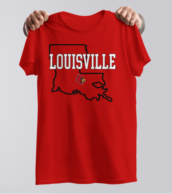 Louisville Cardinals Louisiana Map T-Shirt