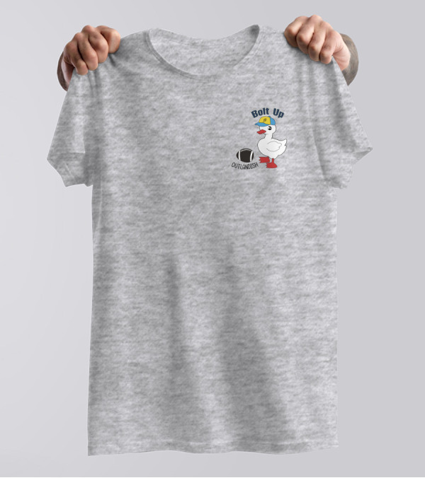 Bolt Up Outlandish Football Duck With Helmet And Boots T-Shirt