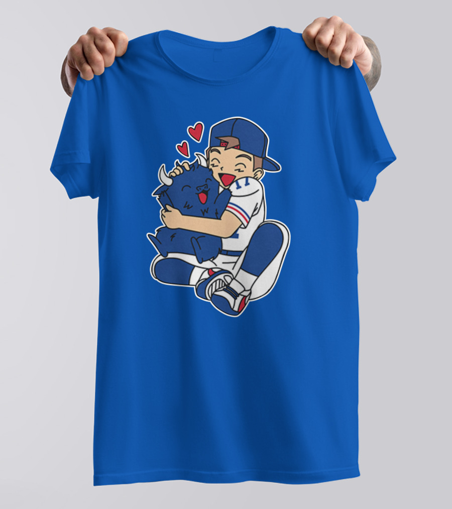 Gotta Throw 'Em All Cute Buffalo Hugging Sports Fan With Hearts T-Shirt
