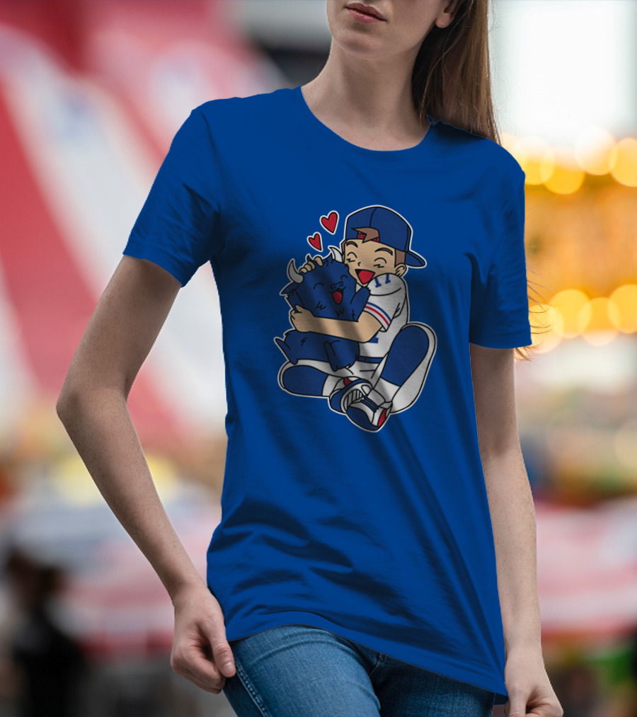 Gotta Throw 'Em All Cute Buffalo Hugging Sports Fan With Hearts T-Shirt