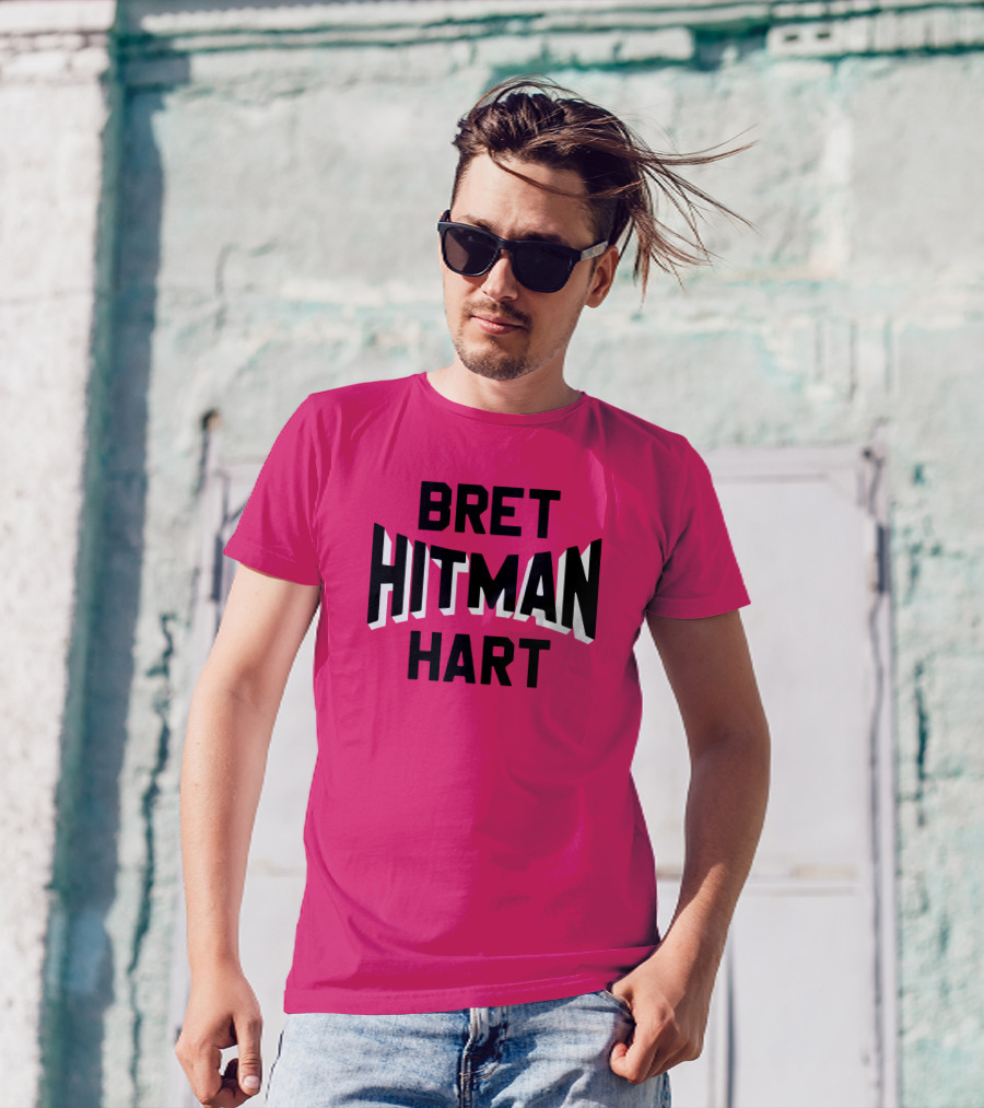 Roots Of Fight Bret Hitman Hart Pink T-Shirt
