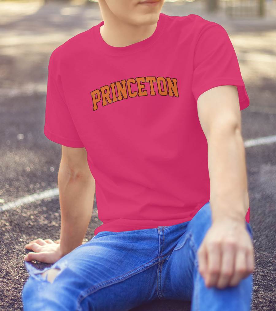 Princeton Arch Style Text Bold Pink Background T-Shirt