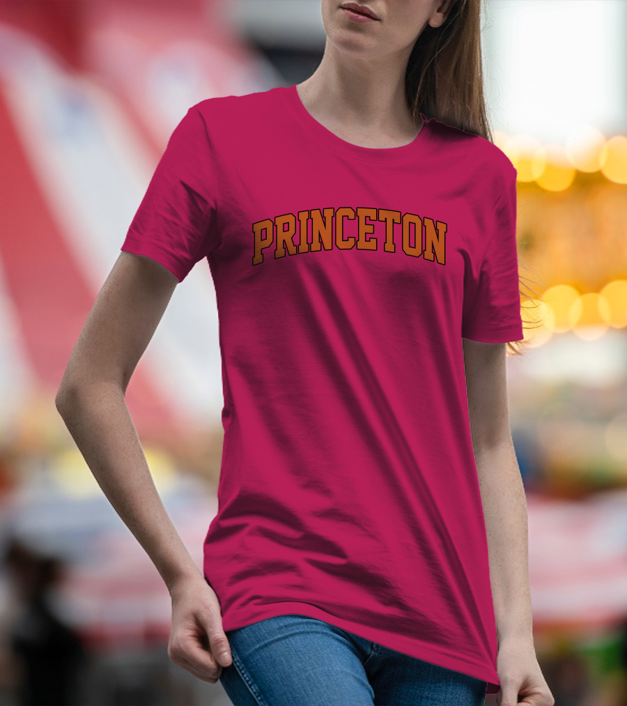 Princeton Arch Style Text Bold Pink Background T-Shirt