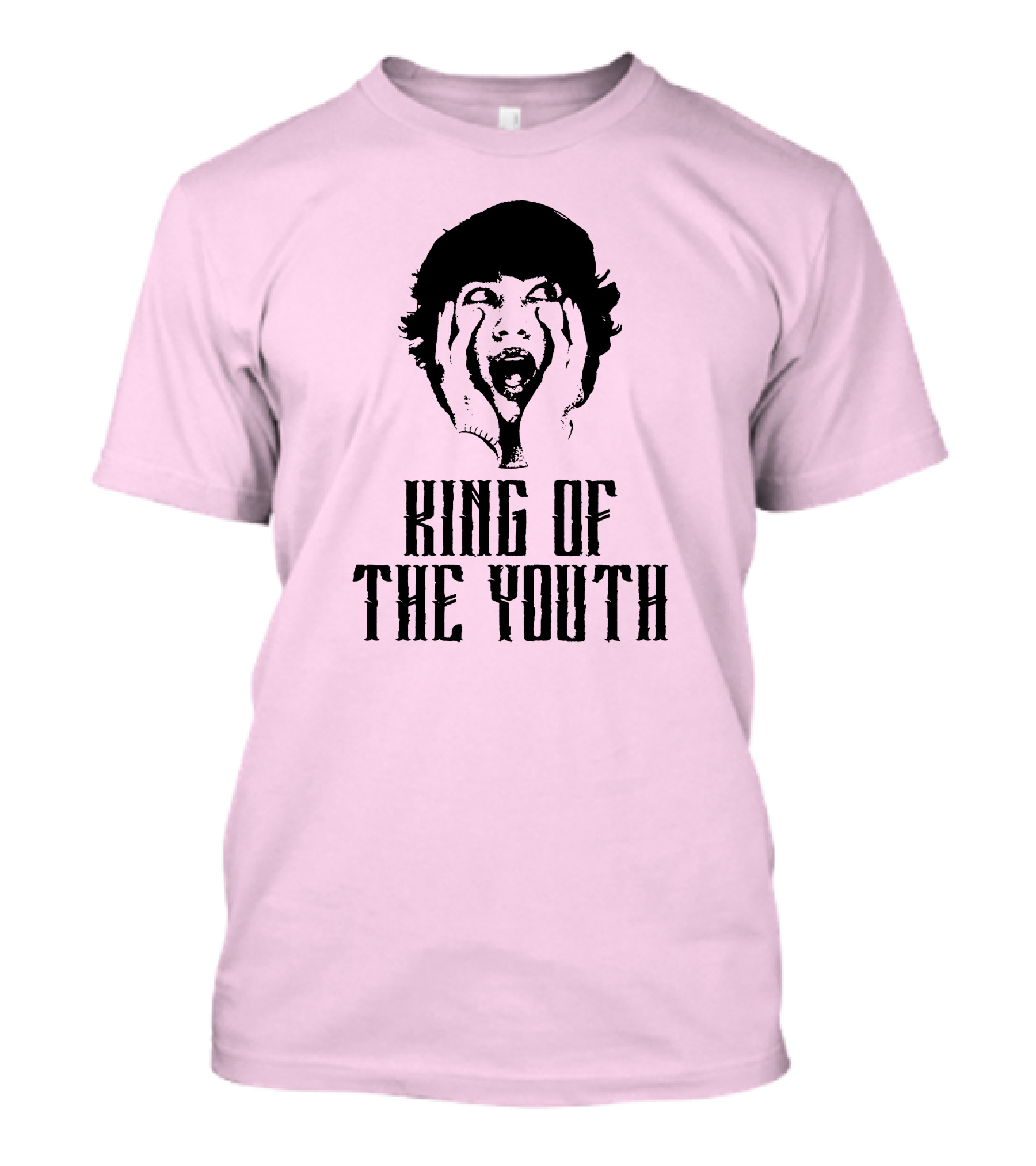 Baylen Levine Merch Store King Of The Youth Pink Graphic Featuring Shouting Face T-Shirt