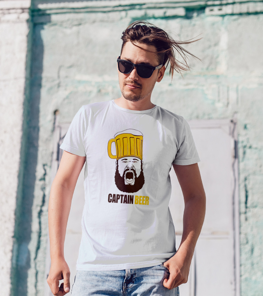 Dominic Grecco Captain Beer Mug Head Shouting Bearded Face T-Shirt