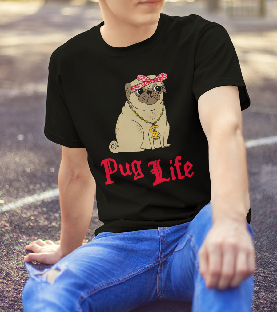 Gemma Correll Pug Life Dollar Sign Chain Bandana T-Shirt