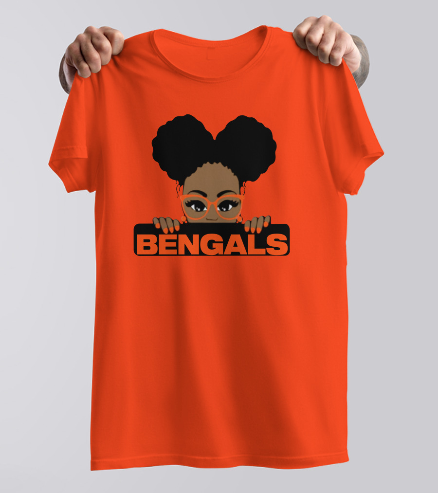 Rare Tagz Merch Bengals Girls Bengals Fanatic Afro T-Shirt
