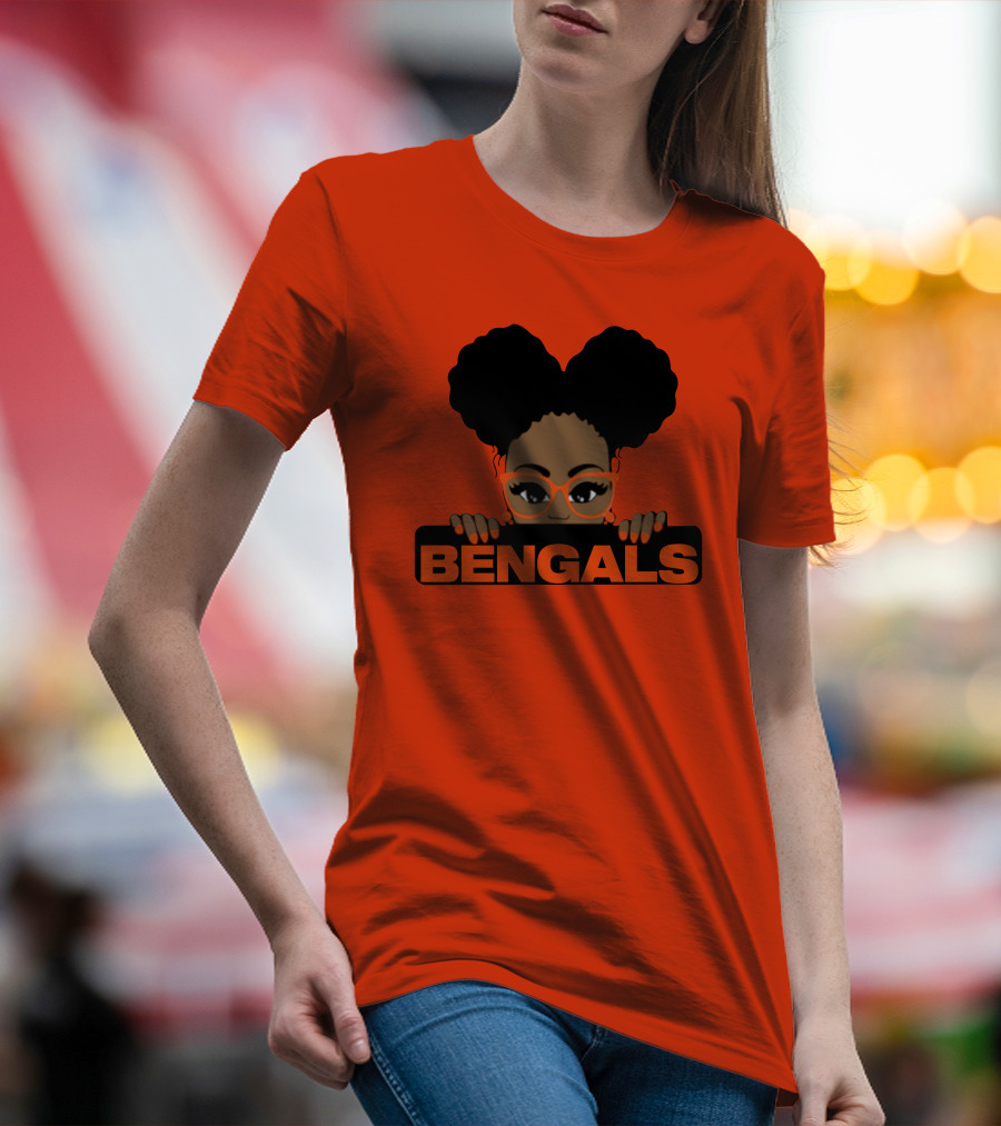 Rare Tagz Merch Bengals Girls Bengals Fanatic Afro T-Shirt