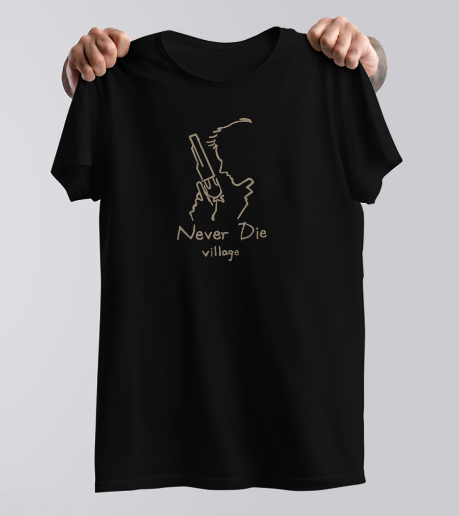 Never Die Village Gun Silhouette And Outline T-Shirt