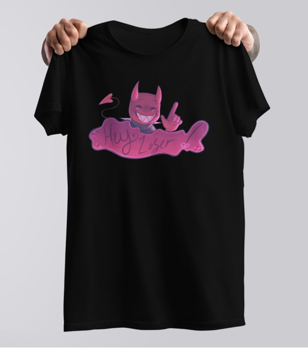 Gutsluvr Signature Hey Loser Devilish Pink Character Playful Gesture T-Shirt