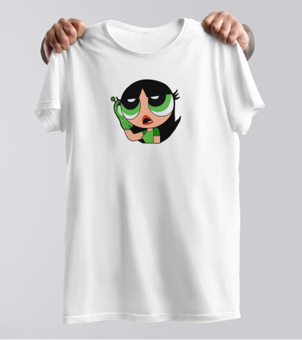 The Powerpuff Girls Buttercup Talking To Broccoli Phone Animation T-Shirt
