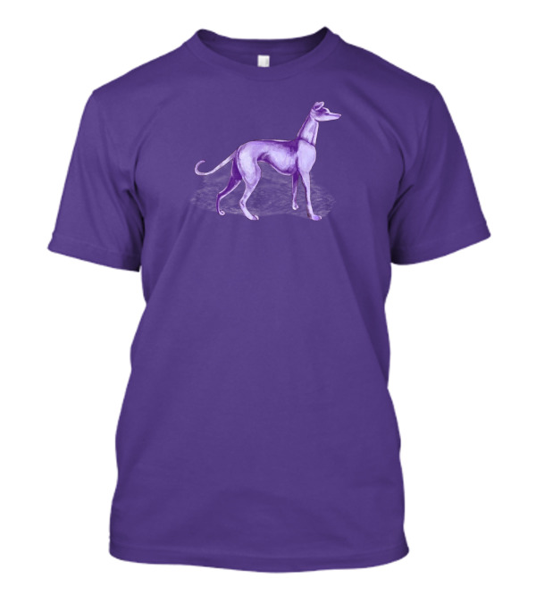 The One Purple Dog Silhouette Standing On A Purple Background T-Shirt