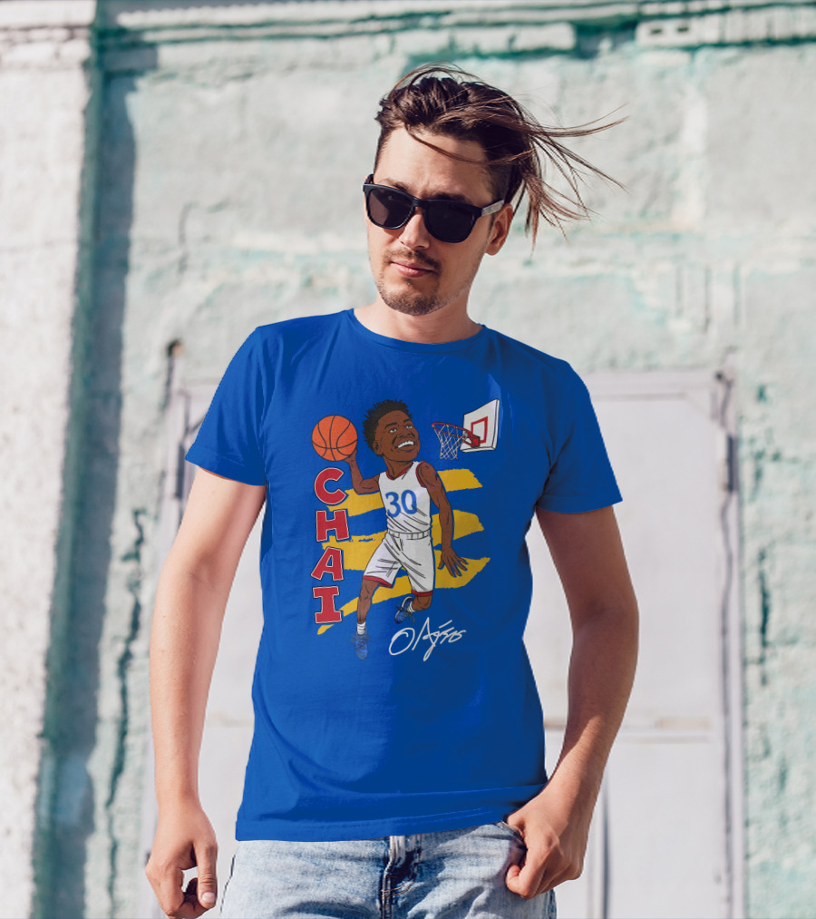 Ochai Agbaji Basketball Illustration 30 Chai Charliehustle Store T-Shirt