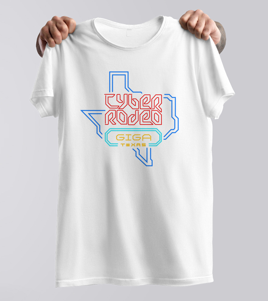 Elon Musk Cyber Rodeo Giga Texas Neon Outline T-Shirt