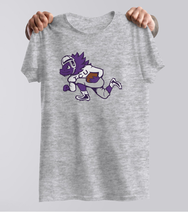 Running Horned Frog TCU Football Player In Purple And White Jersey T-Shirt