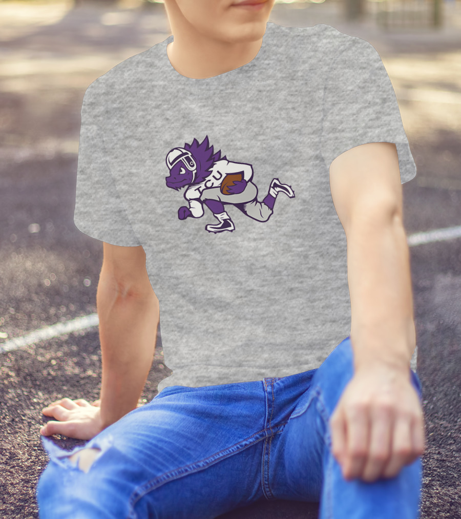 Running Horned Frog TCU Football Player In Purple And White Jersey T-Shirt