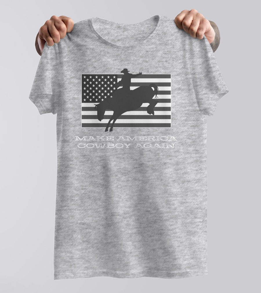 Brittanyandkasi X Kasi Brittany Make America Cowboy Again Riding Silhouette Flag T-Shirt