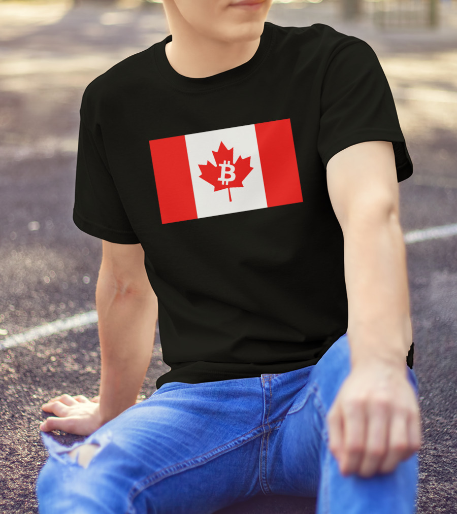 Bitcoin Canada Maple Leaf Flag Red 2 T-Shirt