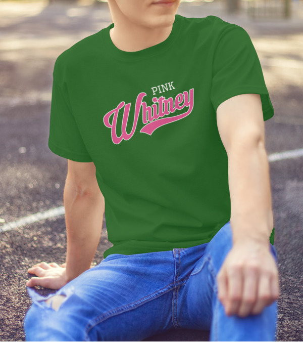 Pink Whitney Retro Bold Script Green Background T-Shirt