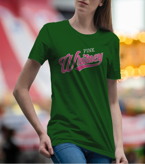 Pink Whitney Retro Bold Script Green Background T-Shirt