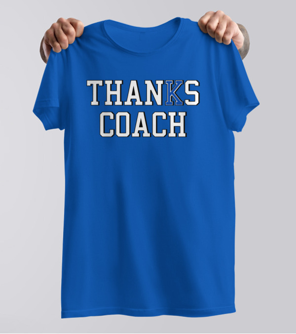 Thanks Coach Basketball Appreciation Blue Text T-Shirt