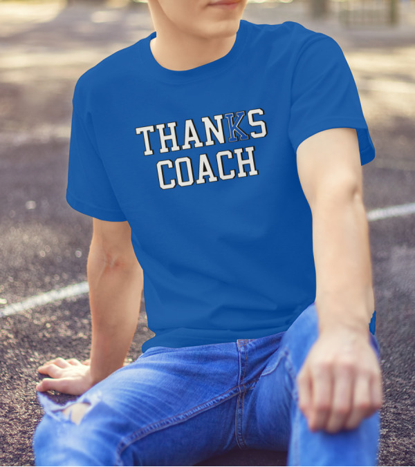 Thanks Coach Basketball Appreciation Blue Text T-Shirt