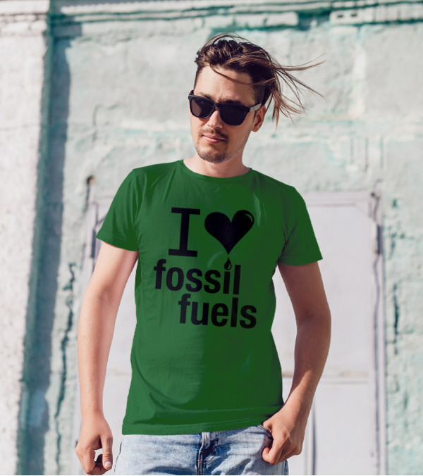 I Love Fossil Fuels Heart With Oil Drop T-Shirt