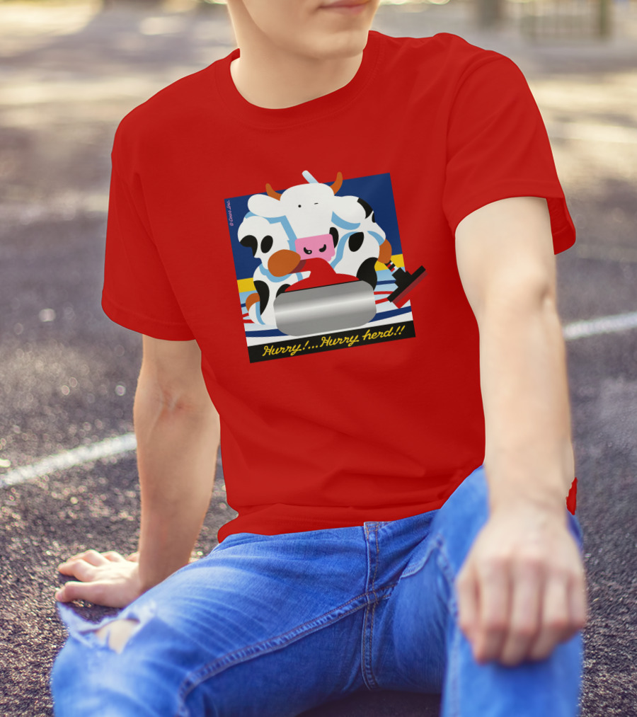 Hurry Hurry Herd Cow Curling Sweep T-Shirt