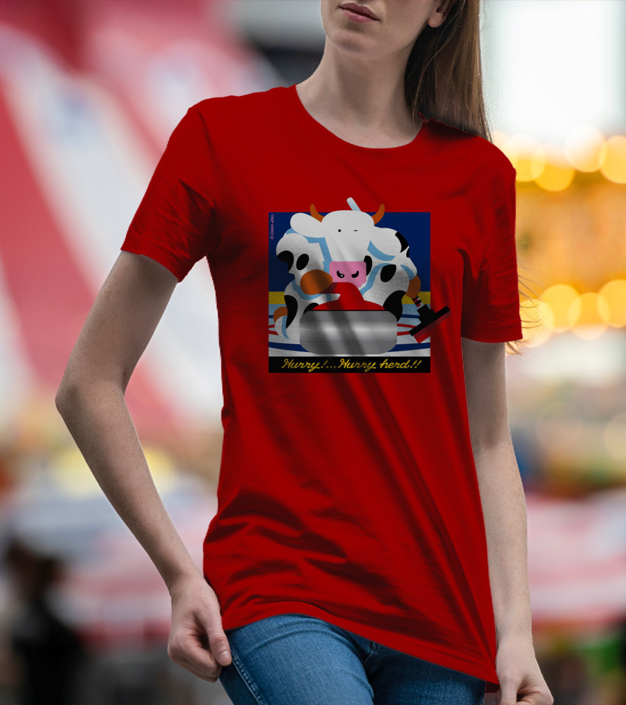 Hurry Hurry Herd Cow Curling Sweep T-Shirt