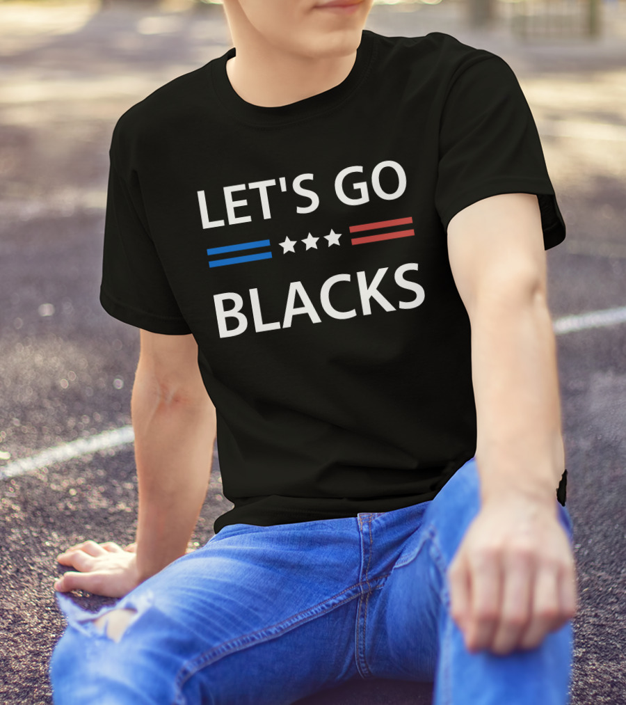 LET'S GO BLACKS Stars Blue Red Stripes T-Shirt