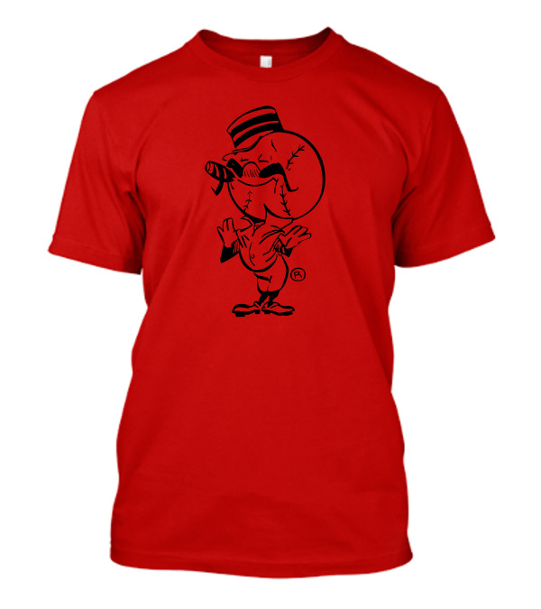 Cigar-Smoking Baseball Head Cartoon With Hat T-Shirt