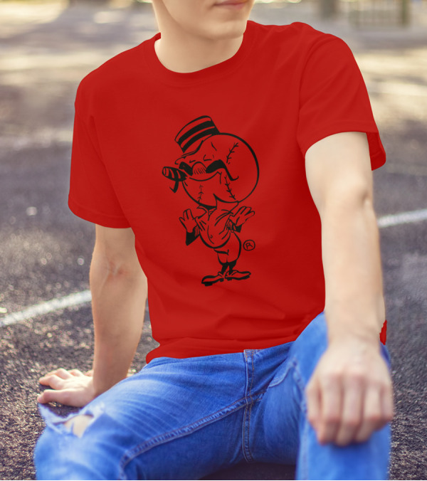 Cigar-Smoking Baseball Head Cartoon With Hat T-Shirt