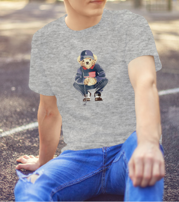Justin Thomas Polo Golf Bear USA Flag T-Shirt