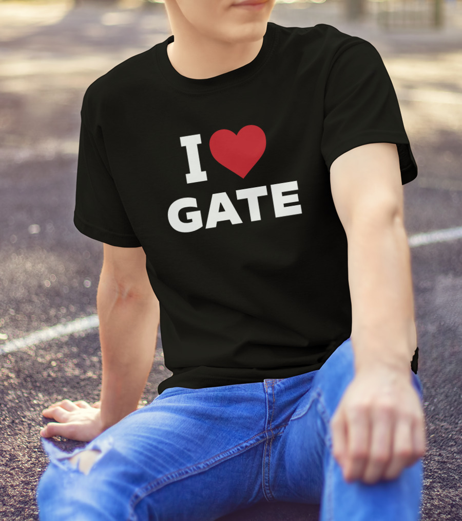 I Love Gate Red Heart Icon Text T-Shirt