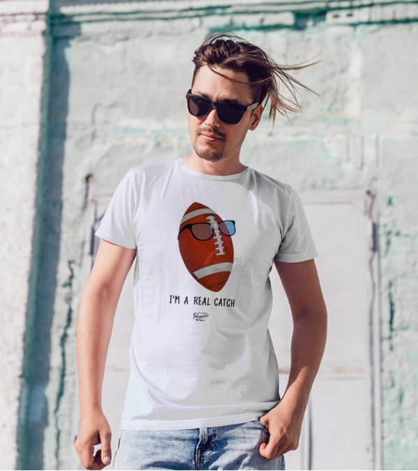 I'm A Real Catch Football Wearing Sunglasses Penguin Books T-Shirt