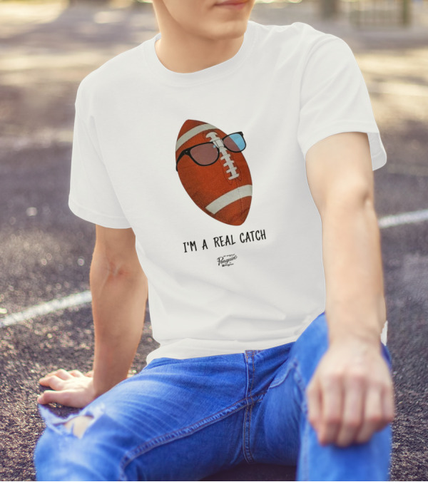 I'm A Real Catch Football Wearing Sunglasses Penguin Books T-Shirt