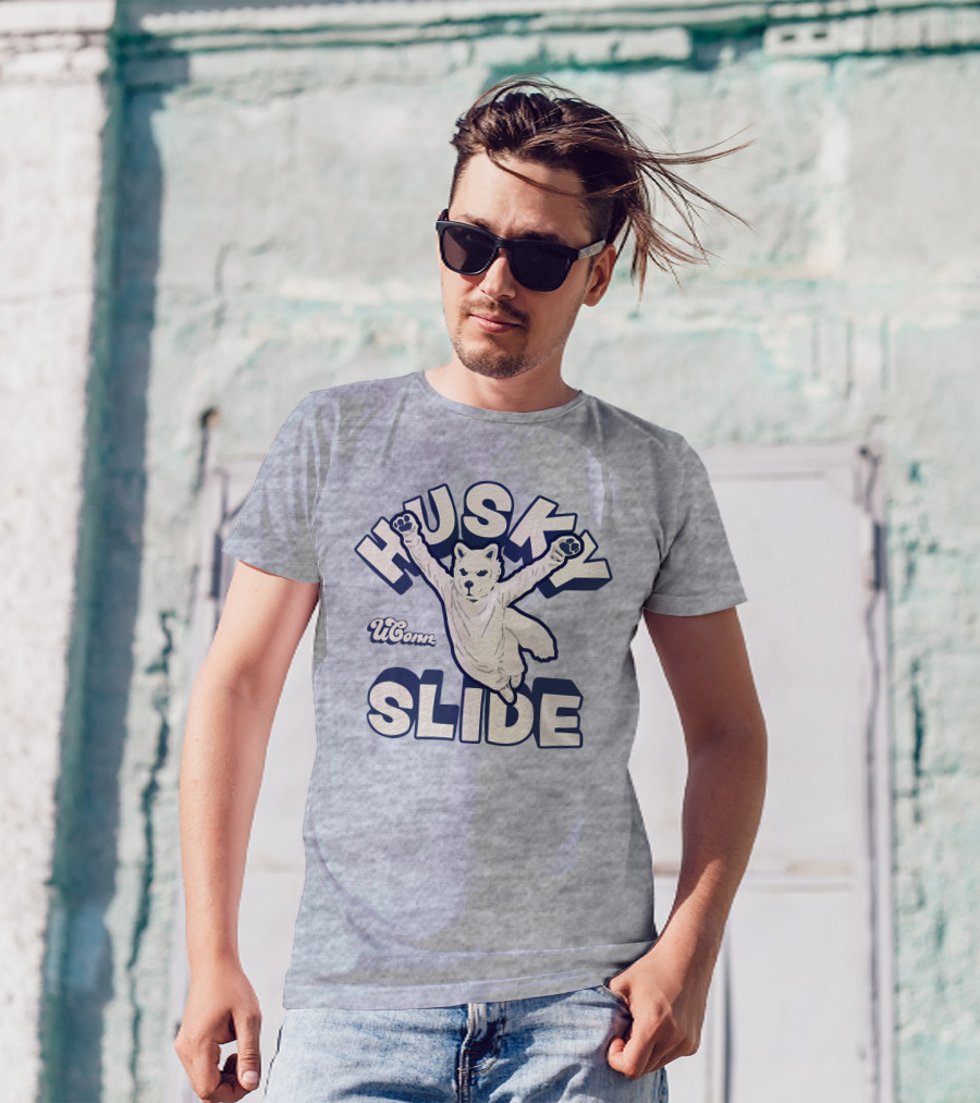 Husky UConn Slide Jumping Mascot T-Shirt