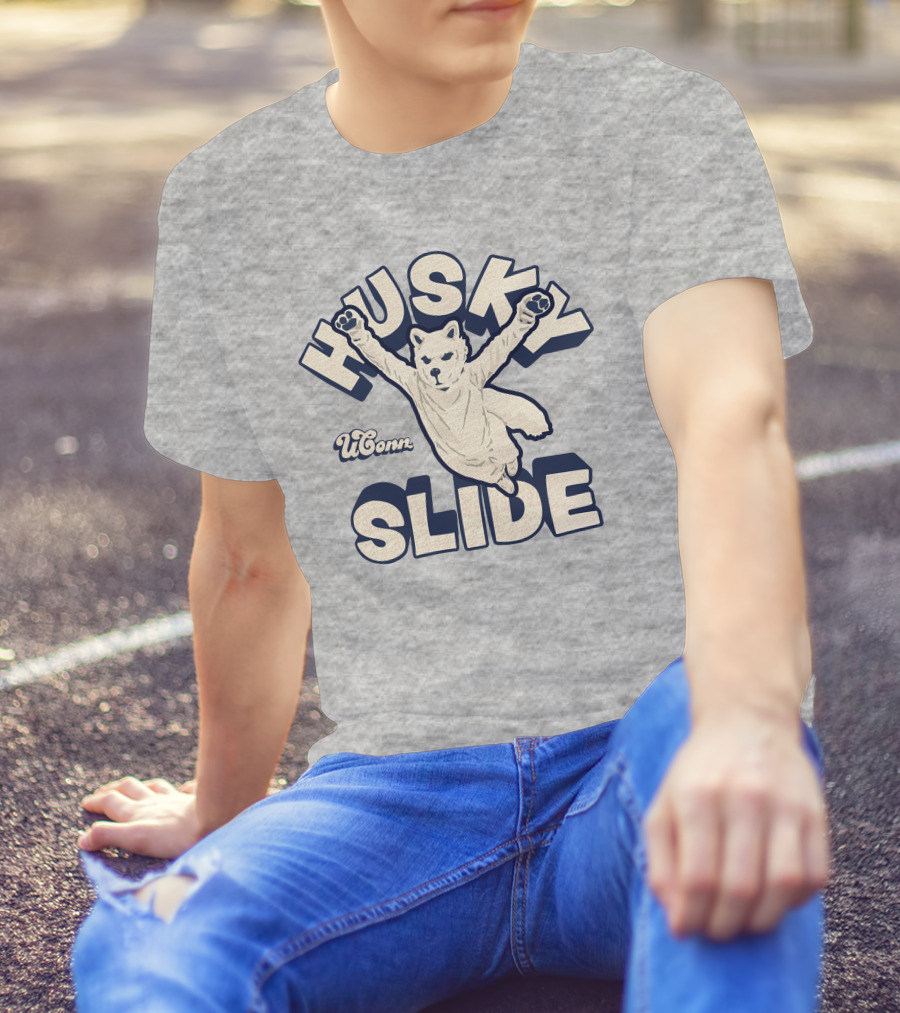 Husky UConn Slide Jumping Mascot T-Shirt