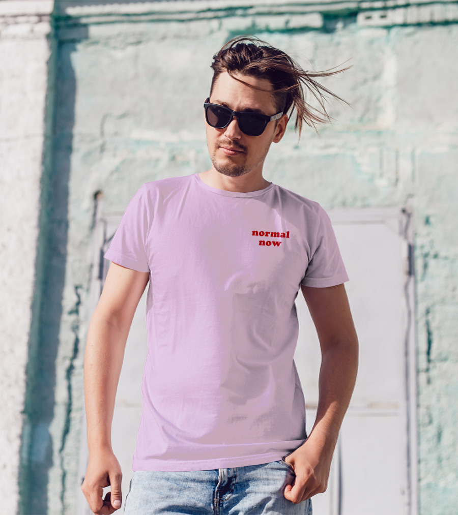 Normal Now Text Red On Light Pink T-Shirt