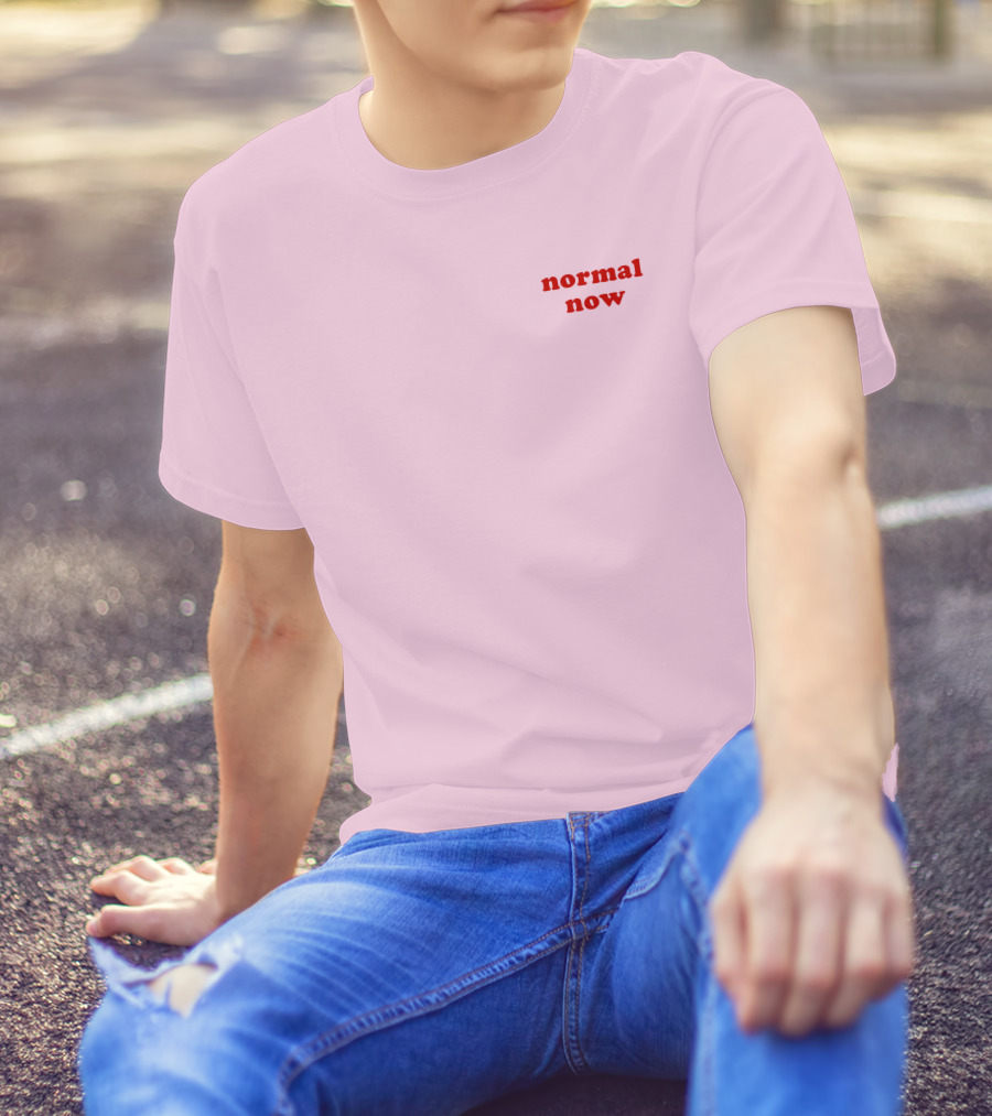 Normal Now Text Red On Light Pink T-Shirt