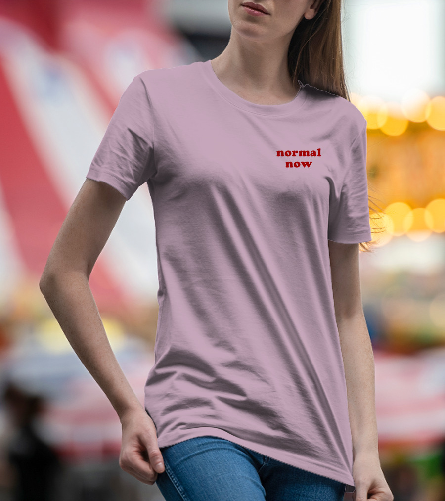 Normal Now Text Red On Light Pink T-Shirt