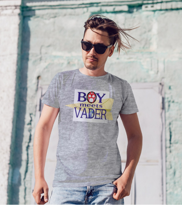 BOY Meets VADER Star Wars Parody Earth Paper Plane T-Shirt