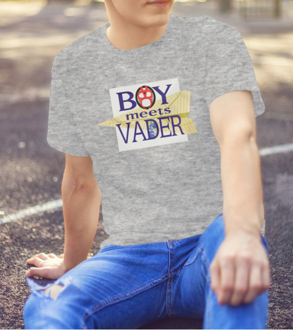 BOY Meets VADER Star Wars Parody Earth Paper Plane T-Shirt