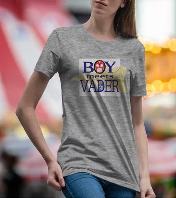 BOY Meets VADER Star Wars Parody Earth Paper Plane T-Shirt